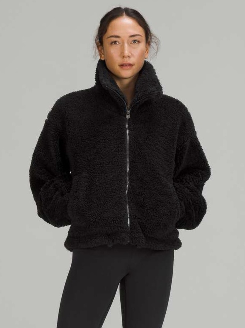 Lululemon Cinchable Fleece Cozy Zip-Up Black womens size 12
